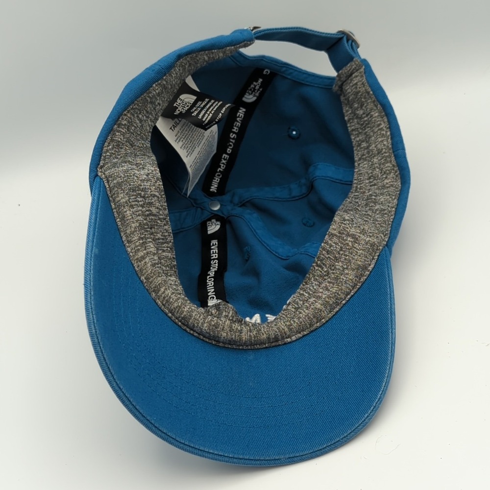 The North Face Hat Cap Horizontal Spell Out Logo Unisex Blue One Size Adjustable - Picture 10 of 16